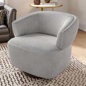 wivel Barrel Chair, Fully Assembled Accent Lounge Sofa with 360-Degree Base, Oversized Upholstered Reading Chair-Gray