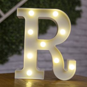 Alphabet Letter LED Lights Luminous Number Lamp Decor Battery Night Light for home Wedding Birthday Christmas party Decoration (Type: R)